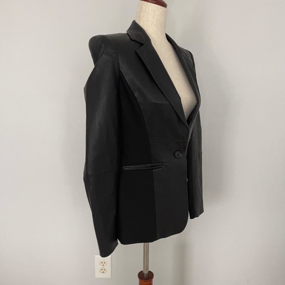 Alice + Olivia Black Leather Blazer - Size S - Picture 8 of 10